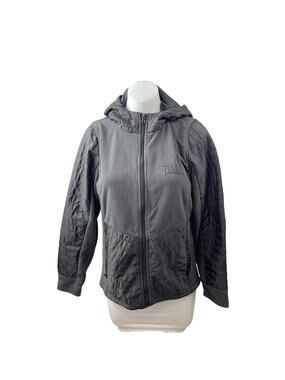 Vantage Gray Quilted Full Zip Long Sleeve Hooded Running Athletic Coat Jacket M